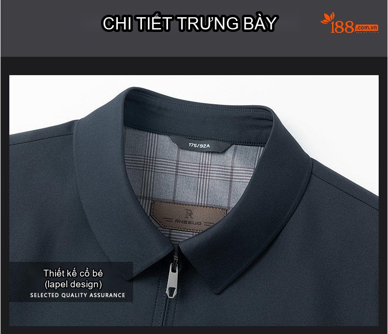 Áo Khoác Nam Cổ Bẻ Khóa Kéo Kiểu Dáng Công Sở Màu Xanh Navy, Nâu, Đen chi tiết 19