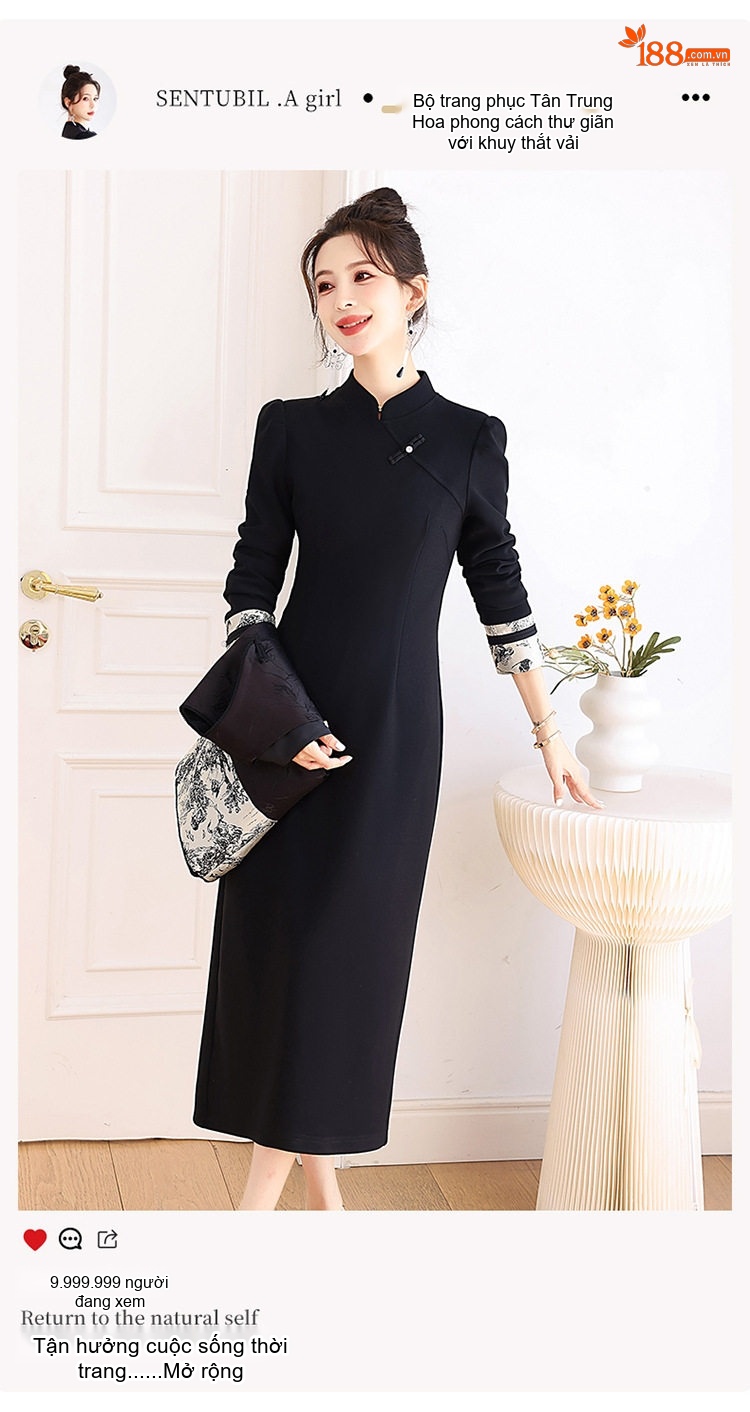 Set Áo Khoác và Chân Váy Dáng Ôm Họa Tiết Thêu Thanh Lịch Màu Đen chi tiết 3