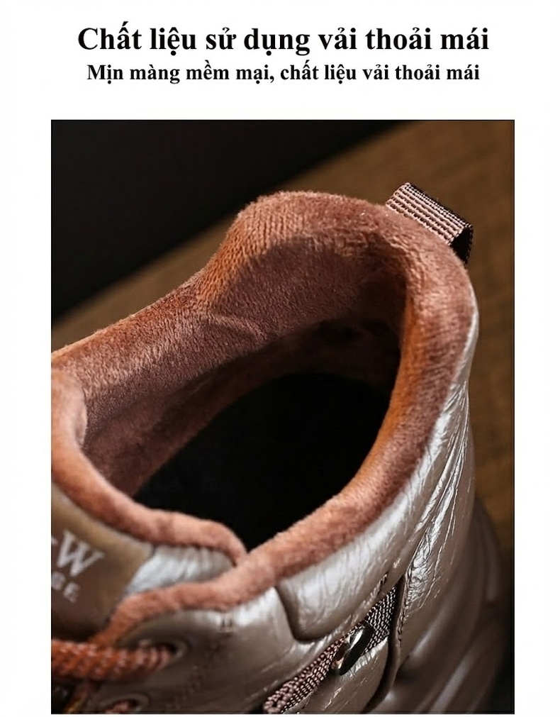 Giày Sneaker Nữ Da Bóng Đế Cao Khoảng 8.5cm Lót Lông Giữ Ấm Màu Đen, Nâu chi tiết 9