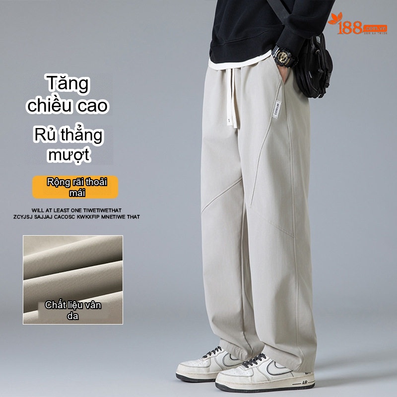 Quần dài ống rộng nam lưng thun dáng thể thao thoải mái
