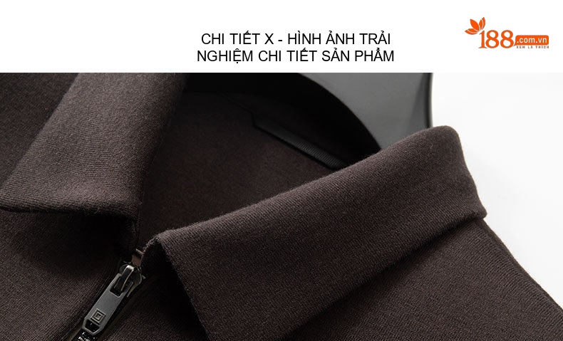 Áo Khoác Nam Dệt Kim Cổ Bẻ Khóa Kéo Chất Lượng Cao Màu Nâu, Xanh Navy chi tiết 12