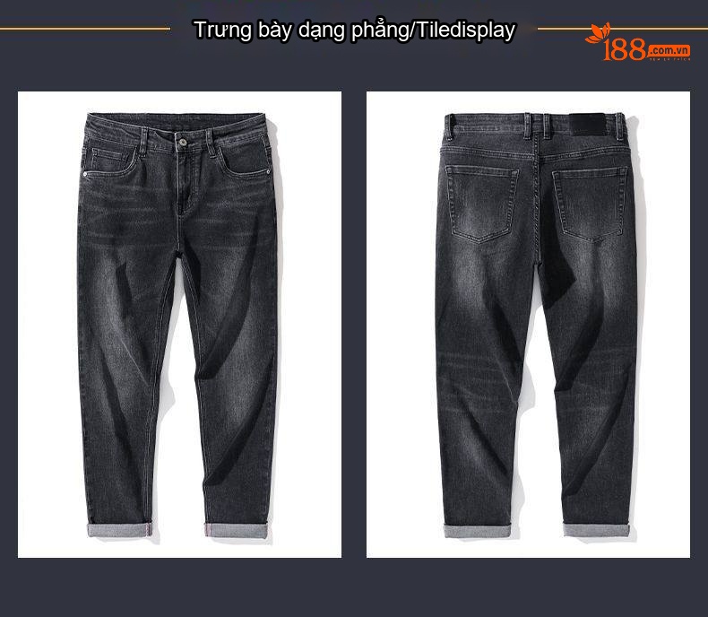 Quần Jean Cotton Co Giãn Cao Cấp Dáng Suông Màu Xanh, Đen chi tiết 31