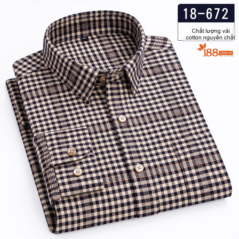 Áo Sơ Mi Nam Tay Dài Cotton Mài Lông Màu Xám, Đỏ, Xanh Dương, Xanh Lá... chi tiết 17