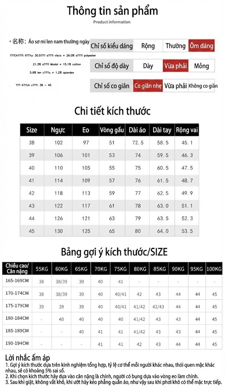 Áo Sơ Mi Tay Dài Nam Len Mỏng Phong Cách Doanh Nhân Màu Đen, Xanh Dương, Hồng, Xanh... chi tiết 6