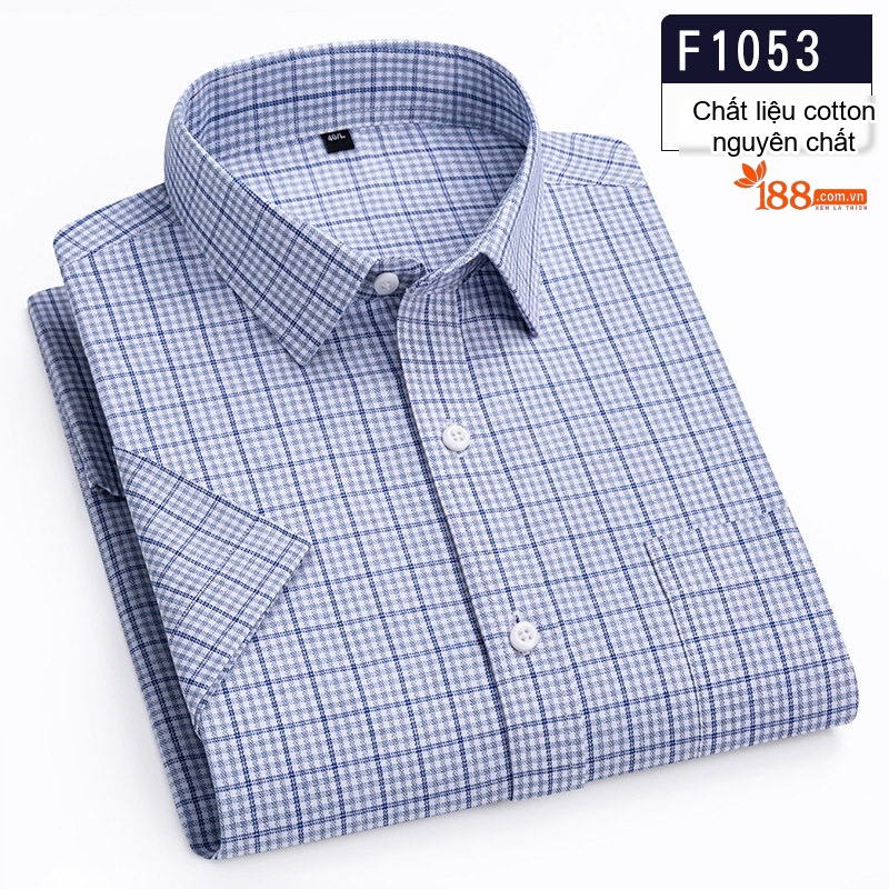 Áo Sơ Mi Nam Tay Ngắn Cotton Kẻ Sọc Trung Niên Hàng Ngày Màu Xanh, Trắng, Vàng, Nâu...