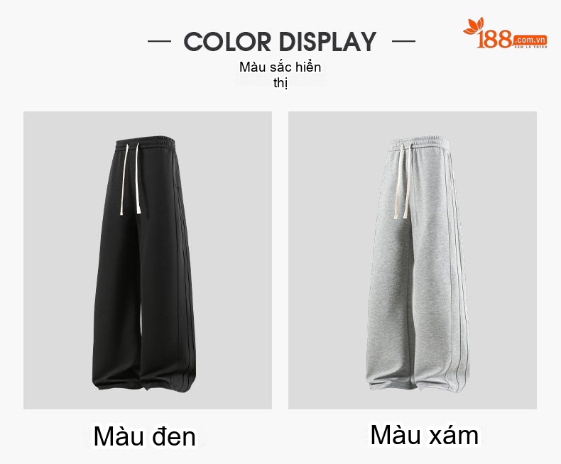 Quần dài nam ống rộng thẳng đứng dáng thể thao chất liệu cotton chi tiết 10