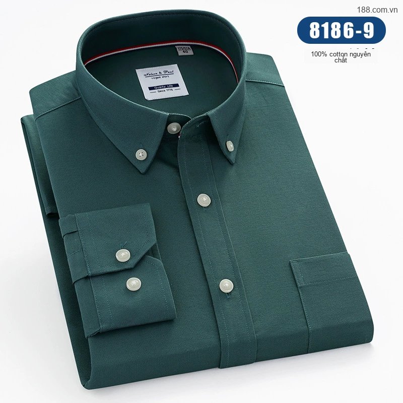 Áo Sơ Mi Nam Tay Dài Cotton Kẻ Sọc Thanh Lịch Phong Cách Công Sở Màu Trắng, Xanh, Đen, Đỏ...