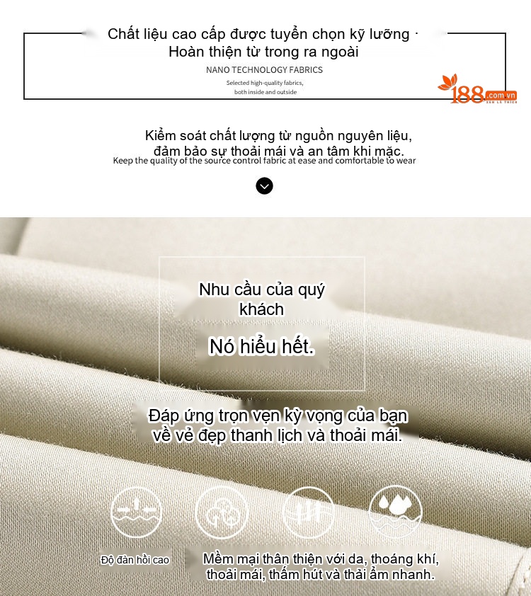 Quần Âu Nam Dáng Suông Mỏng Nhẹ Không Nhăn Cho Bố Trung Niên Màu Đen, Kem, Xám, Be chi tiết 33