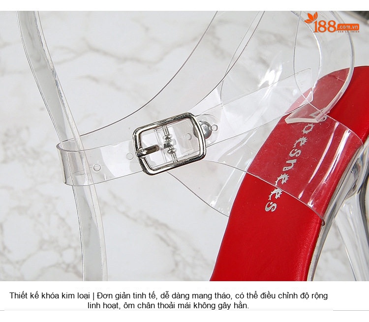 Giày Sandal Cao Gót Nữ Quai Trong Suốt Đính Đá Gót Cao 11cm Màu Đen, Trắng, Hồng, Vàng... chi tiết 8