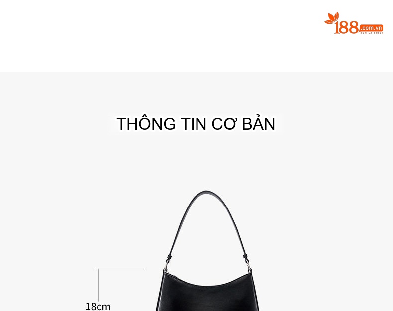 Túi Xách Nữ Da Bóng Đeo Vai Thiết Kế Tối Giản Màu Đen, Trắng chi tiết 8