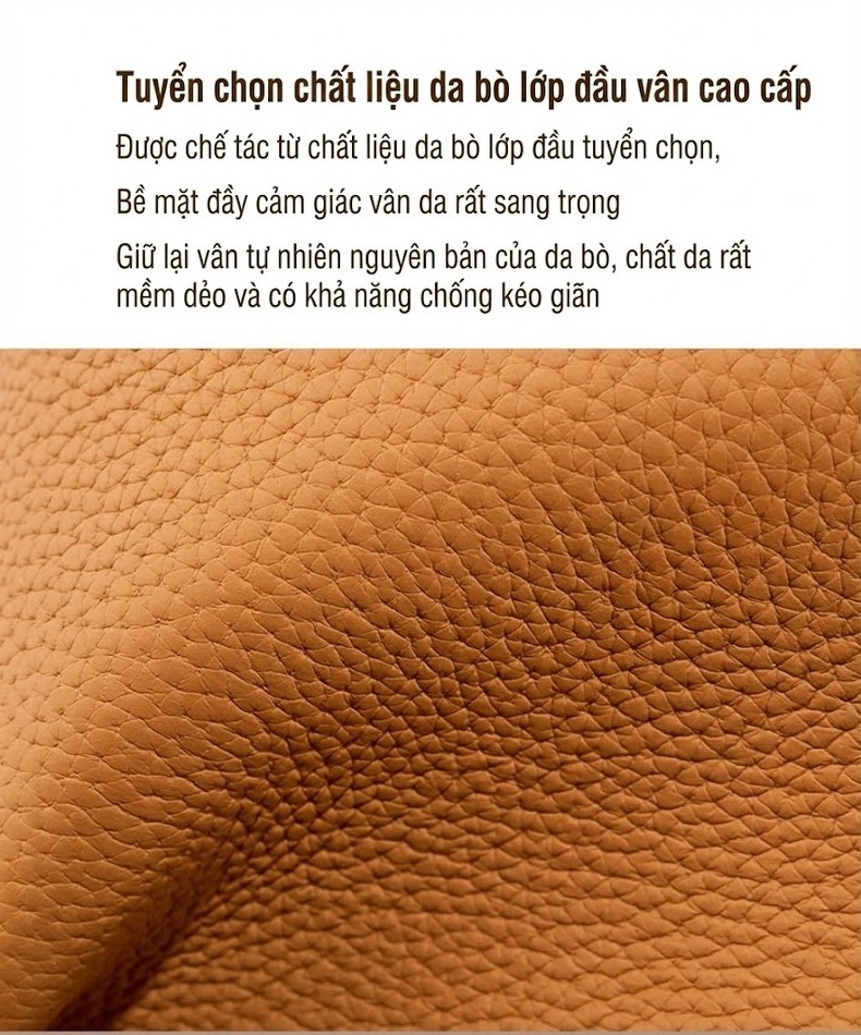 Túi Đeo Chéo Nữ Da Bò Dáng Hộp Công Sở Size Lớn Màu Nâu, Đen, Vàng chi tiết 6