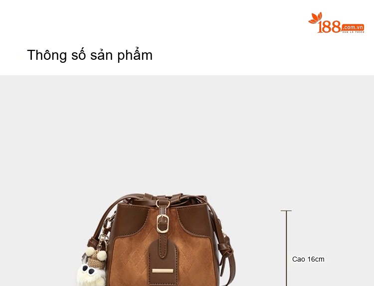 Túi Đeo Chéo Nữ Da Thật Cao Cấp Dáng Thùng Lớn Phong Cách Công Sở Màu Nâu chi tiết 17