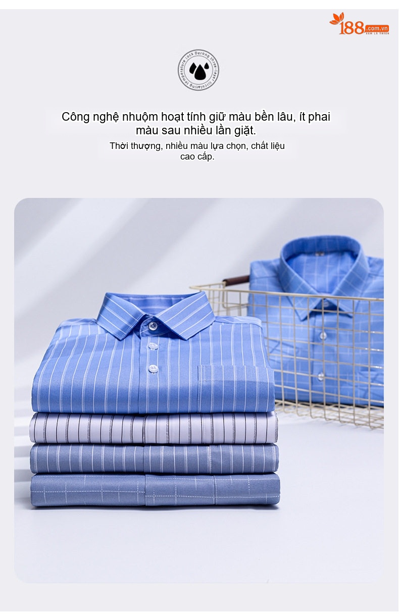 Áo Sơ Mi Dài Tay Nam Kẻ Sọc Co Giãn Thoải Mái Màu Trắng, Xanh Dương, Xám, Đen... chi tiết 12