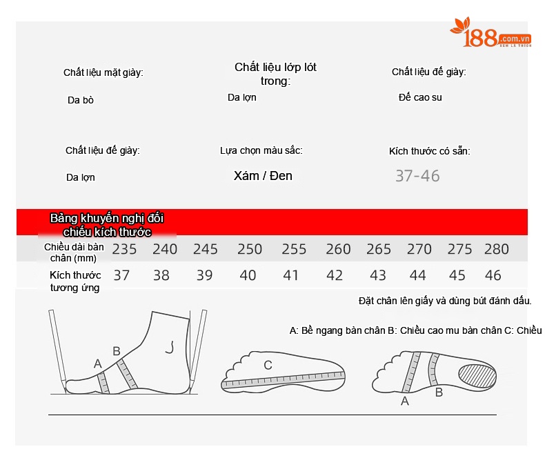 Giày Lười Mũi Nhọn Nam Da Bò Phong Cách Retro Chiều Cao Đế Khoảng 3cm Màu Đen, Xám chi tiết 7