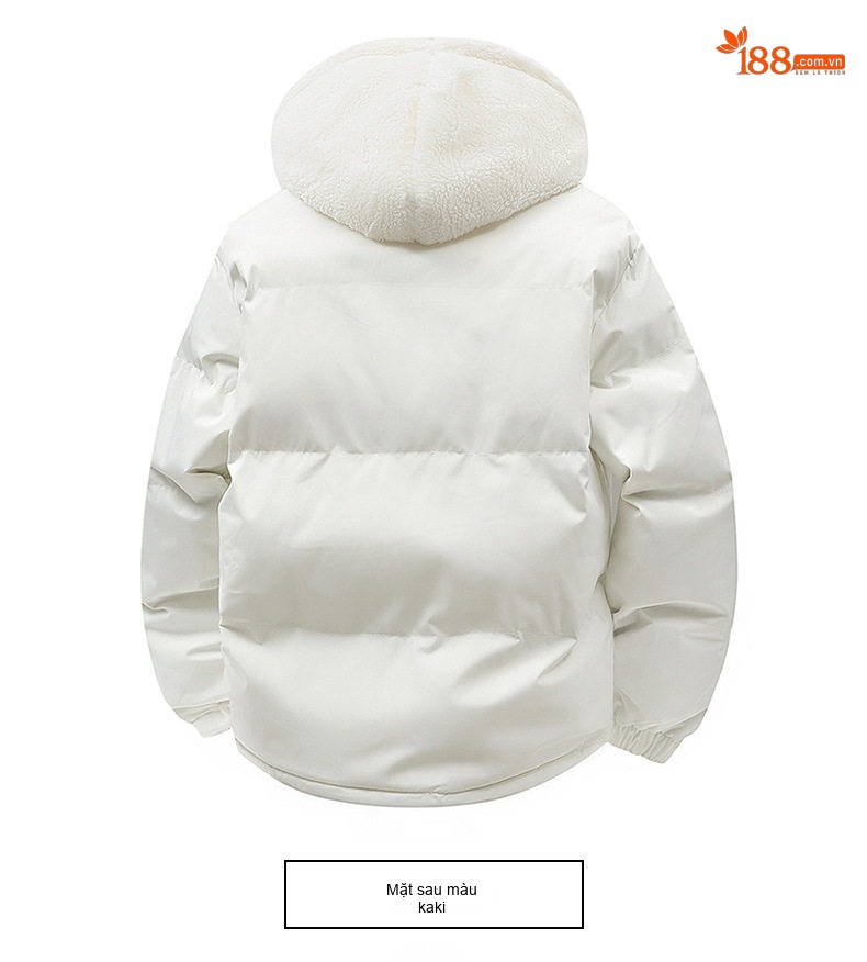 Áo Khoác Cotton Nam Lông Cừu Non Hai Lớp Dày Dặn Có Mũ Trùm Đầu Màu Trắng, Xanh Dương, Xanh Lá, Hồng... chi tiết 14