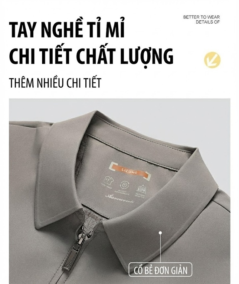 Áo Khoác Nam Trung Niên Dáng Suông Lót Dệt Kim Màu Xanh Navy, Đen, Xám chi tiết 13