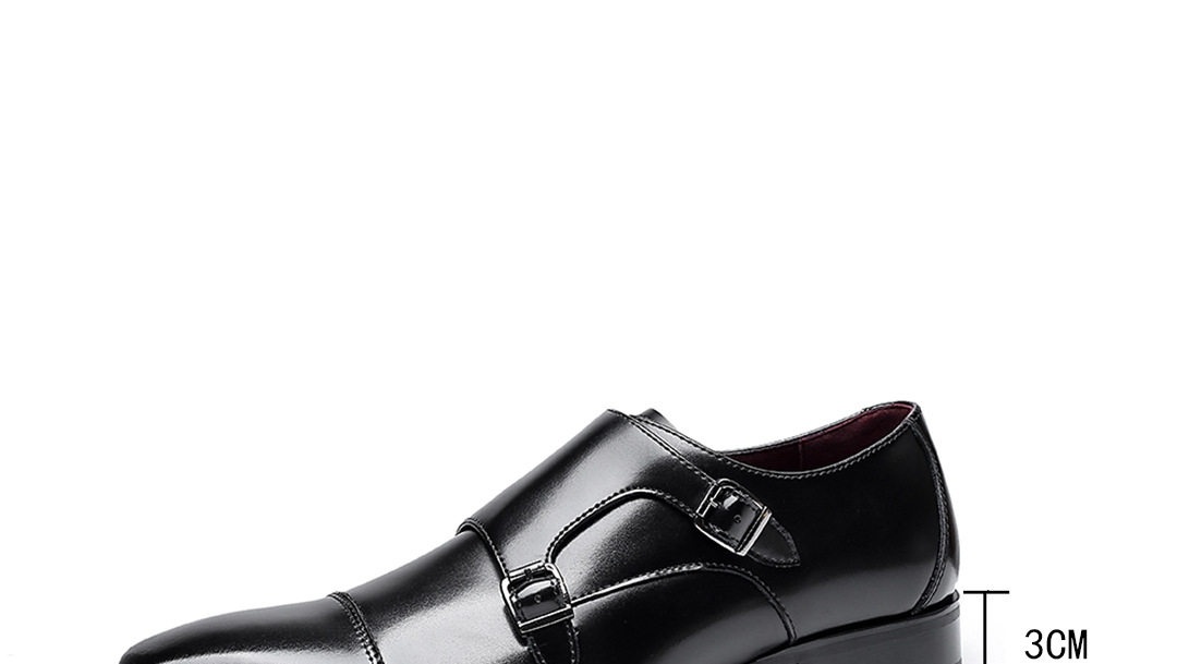 Giày Monkstrap Khóa Cài Nam Da Bóng Chiều Cao Đế Khoảng 3cm Màu Đen, Nâu chi tiết 3