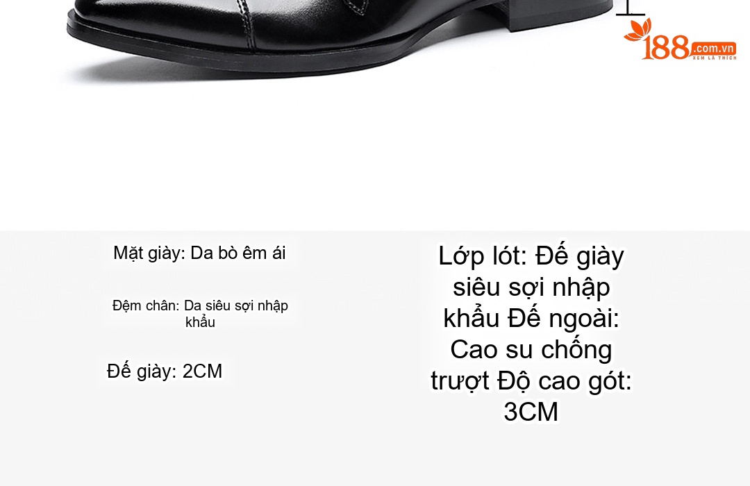 Giày Monkstrap Khóa Cài Nam Da Bóng Chiều Cao Đế Khoảng 3cm Màu Đen, Nâu chi tiết 4
