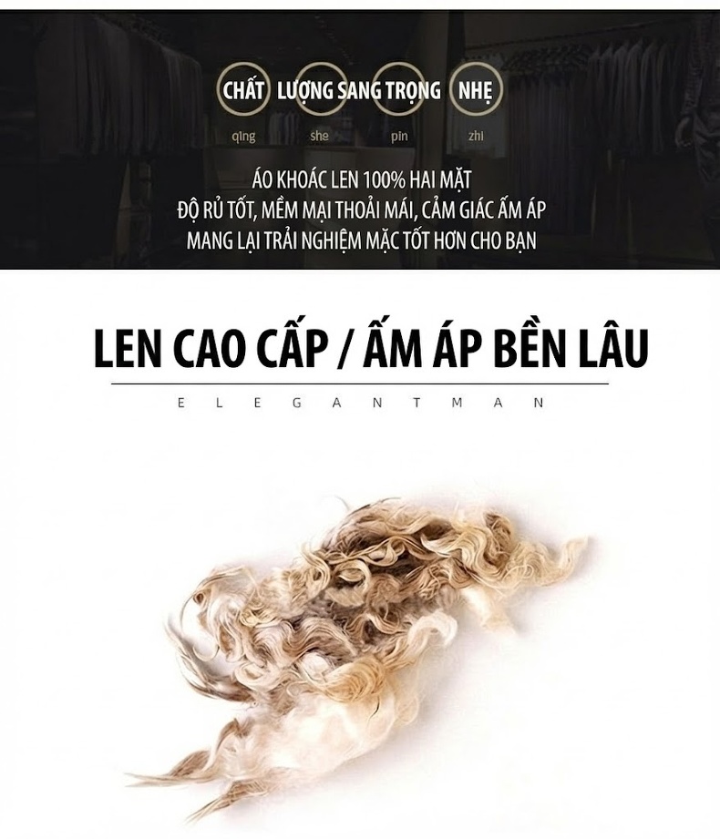 Áo Khoác Nam Lông Cừu 100% Dáng Bomber Có Lót Lông Vũ Màu Đen chi tiết 3