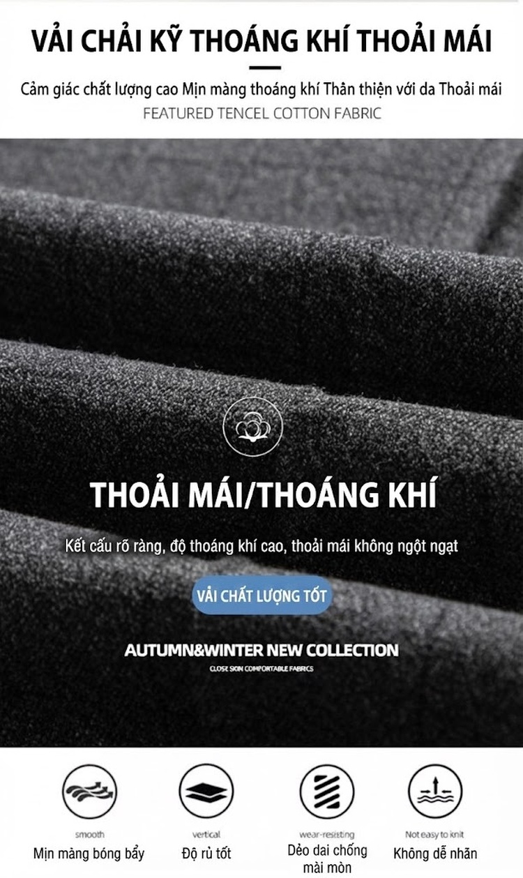 Quần Âu Nam Dáng Suông Họa Tiết Kẻ Caro Trung Niên Co Giãn Không Nhăn Màu Xám chi tiết 3