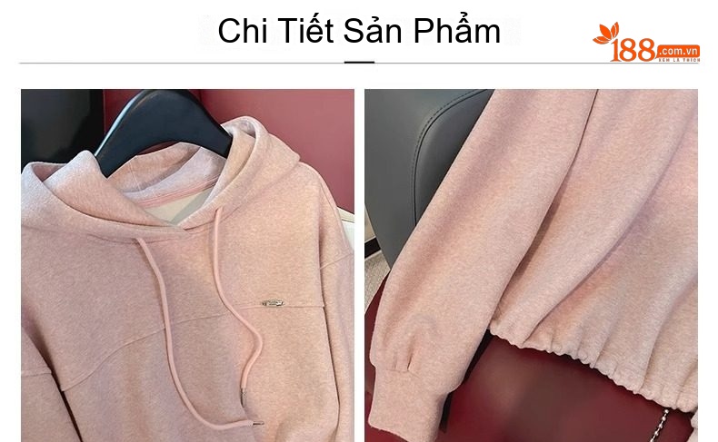 Set bộ thể thao nữ áo hoodie quần ống rộng phong cách trẻ trung chi tiết 2
