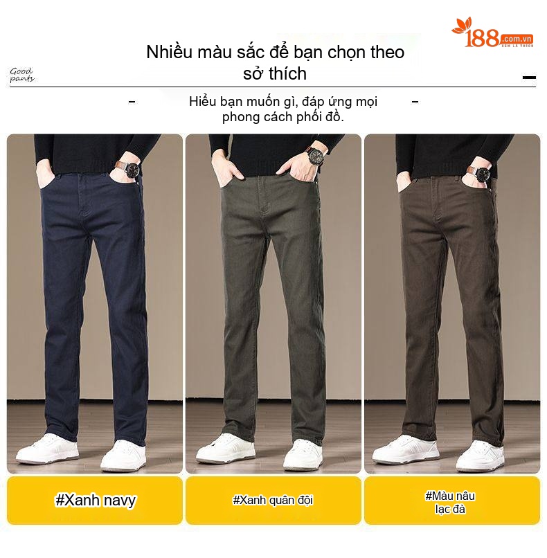Quần Jean Nam Cotton Ống Đứng Co Giãn Thoải Mái Màu Nâu chi tiết 7