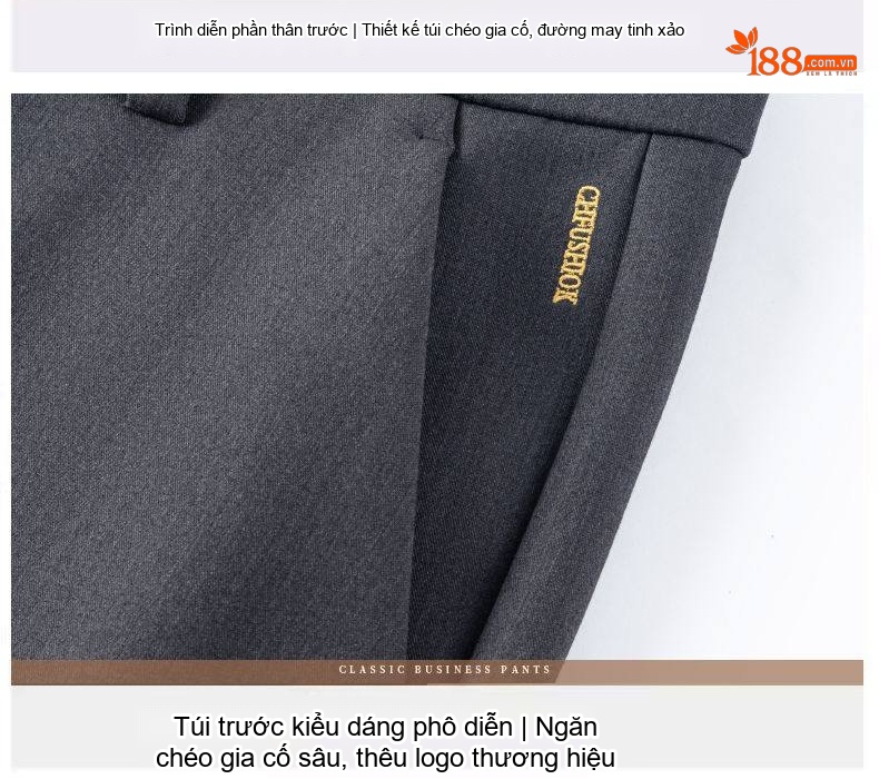 Quần Tây Nam Ống Đứng Rộng Vừa Vải Pha Len và Tơ Tằm Cao Cấp Màu Đen, Xám chi tiết 24