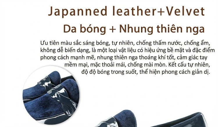 Giày Lười Nam Da Bóng Nỉ Chiều Cao Đế Khoảng 2cm Màu Xanh Navy chi tiết 1