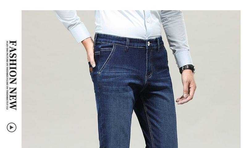Quần Jeans Dài Nam Ống Đứng Co Giãn Thoải Mái Màu Xanh Dương Đậm chi tiết 14