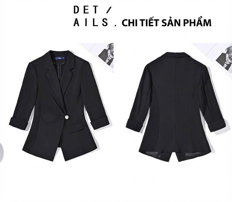 Bộ Vest Công Sở Nữ Tay Lỡ Dáng Ôm Màu Hồng, Trắng, Đen chi tiết 10