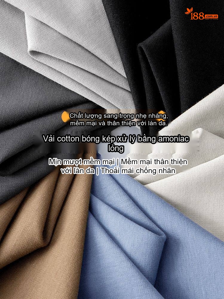 Áo Thun Dài Tay Nam Cotton Lụa Mềm Mại Form Rộng Màu Xanh Navy, Xám, Đen, Nâu