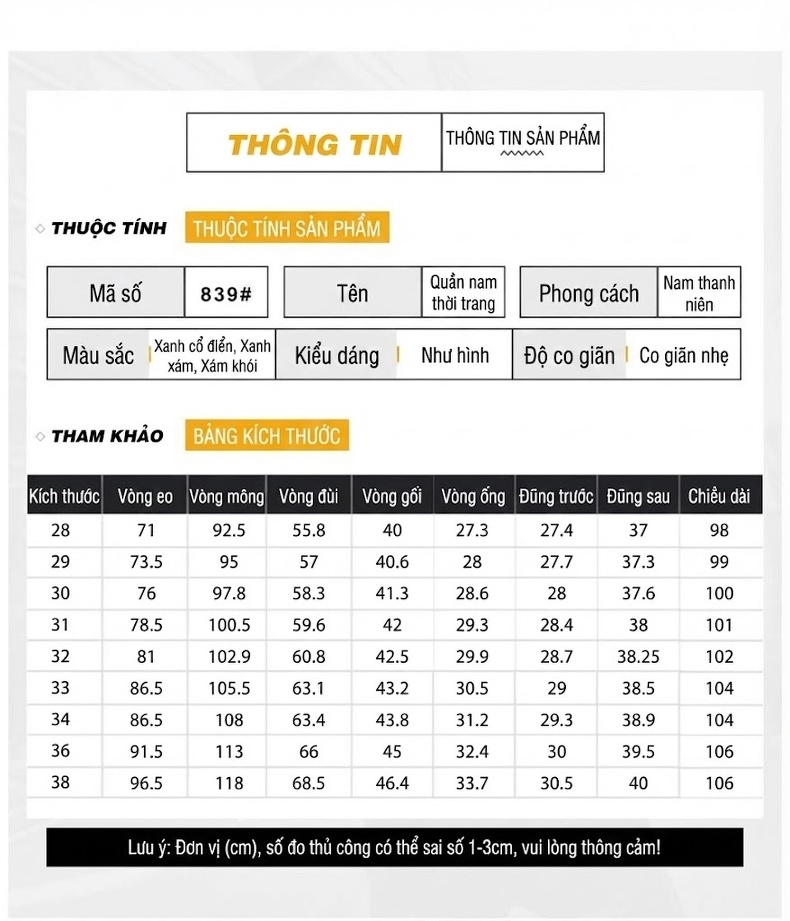 Quần Jean Nam Ống Đứng Dáng Ôm Vừa Vặn Cotton Không Nhăn Phong Cách Business Trung Niên Màu Xanh Đậm, Xanh Nhạt, Xám chi tiết 3