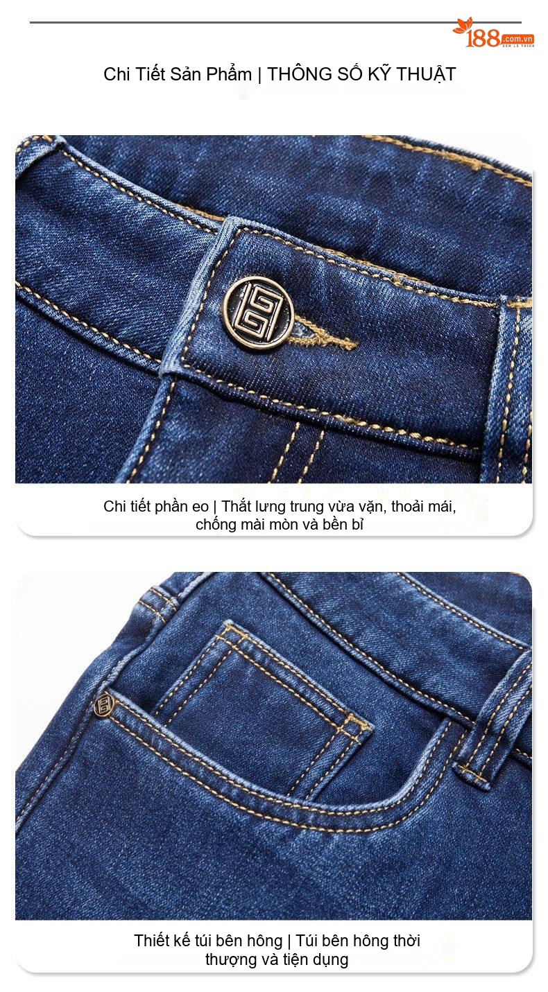 Quần Jeans Nam Ống Đứng Lưng Cao Dáng Rộng Thoải Mái Màu Xanh, Xám chi tiết 20