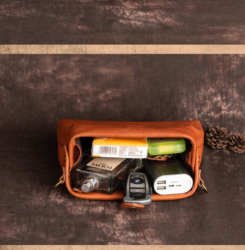 Túi Đeo Chéo Nữ Da Bò Thủ Công Vintage Dáng Nhỏ Màu Nâu, Đỏ chi tiết 12