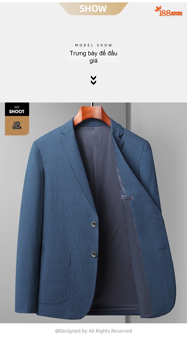 Áo Vest/Blazer Nam Dáng Ôm Vừa Vặn Chống Nhăn Màu Xanh Navy chi tiết 11