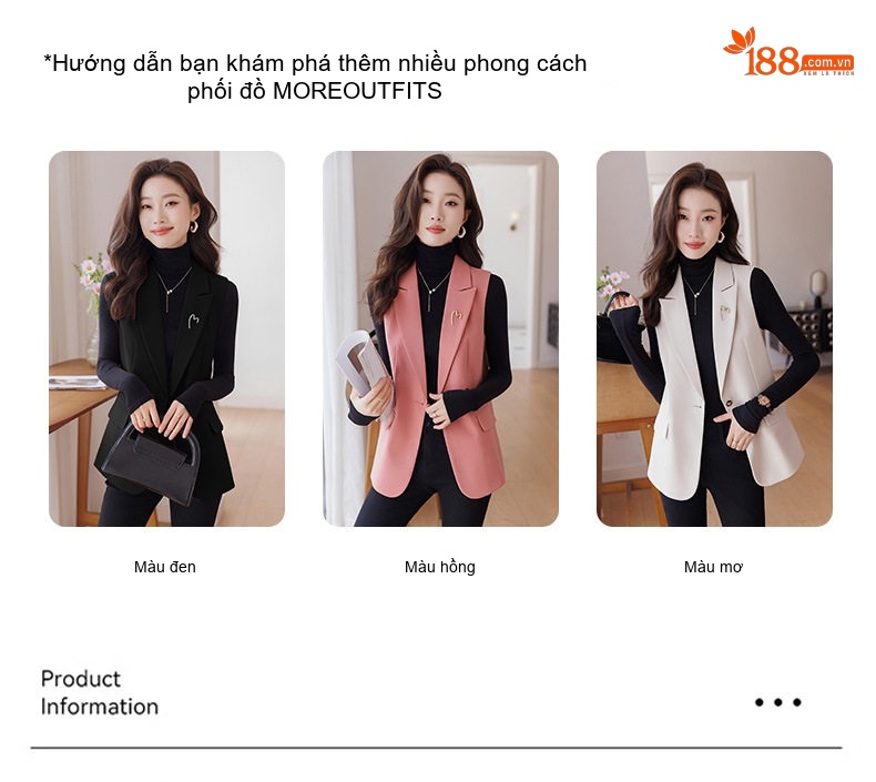 Áo Gile Vest Nữ Công Sở Màu Be, Hồng, Đen chi tiết 10