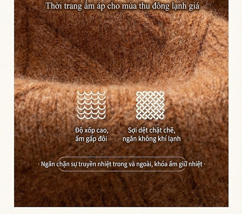 Áo Len Nam 100% Lông Cừu Cổ Lọ Dáng Ôm Màu Nâu, Xám, Xám Đậm chi tiết 4