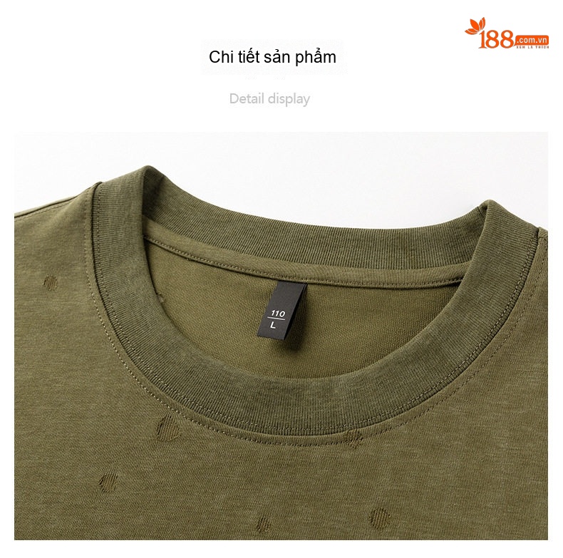 Áo Thun Cộc Tay Nam Cotton Cổ Tròn Phong Cách Hàn Quốc Màu Xanh Rêu, Trắng, Nâu, Đen... chi tiết 12