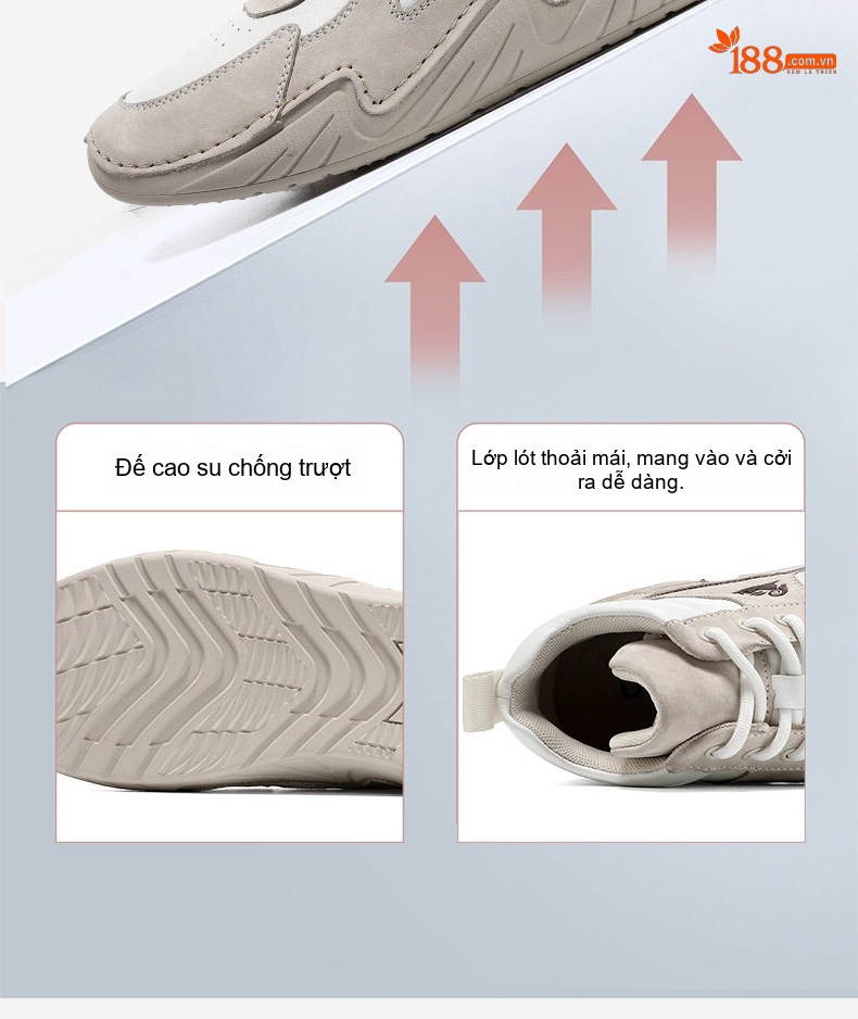 Giày Martin Nữ Cao Cổ Da Thật Size Lớn, Giày Boot Mùa Đông Thu, Giày Thể Thao Da Mờ Chiều Cao Đế Khoảng 3cm Màu Trắng, Nâu chi tiết 9