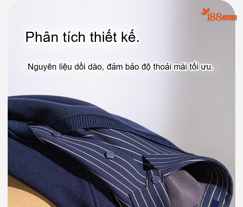 Áo Cardigan Nam Dệt Kim Lót Lông Giữ Ấm Kháng Khuẩn Màu Đen, Trắng, Xám, Xanh Navy... chi tiết 14
