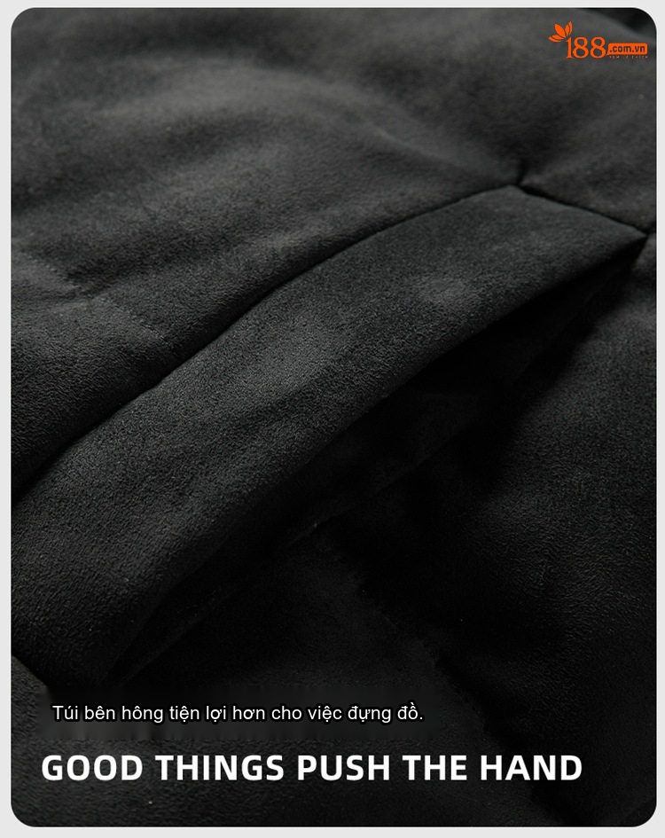 Áo Khoác Cotton Nam Nữ Cổ Trụ Dáng Rộng Màu Đen, Nâu, Xám chi tiết 16