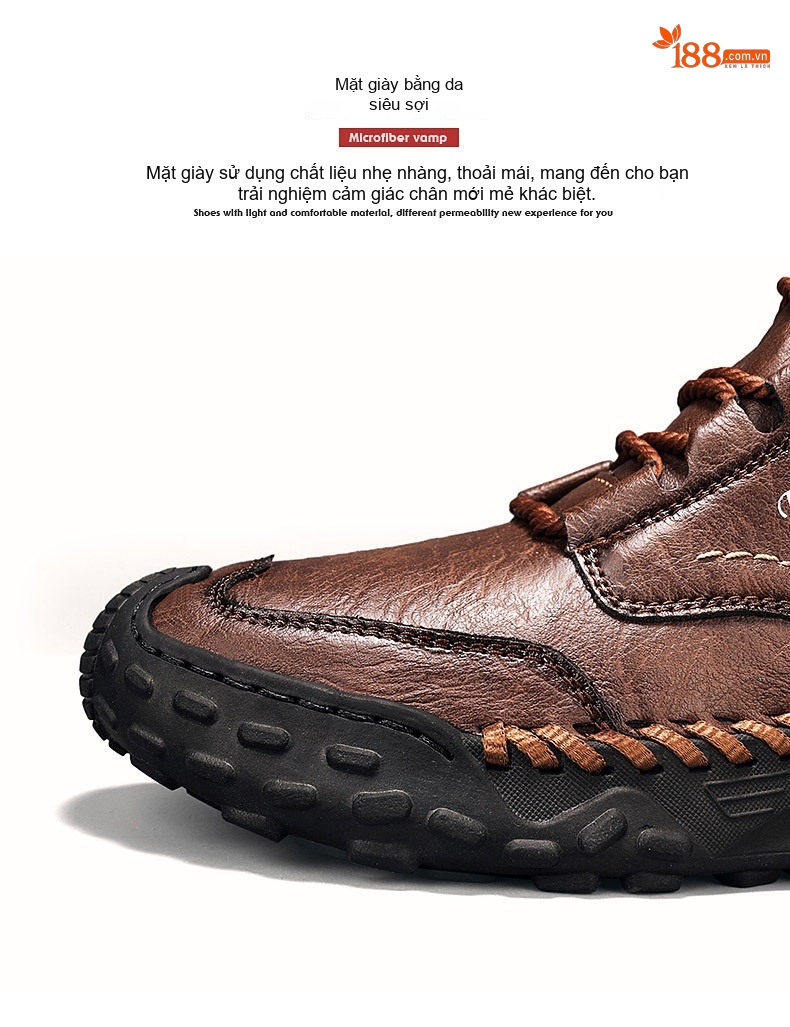 Giày Boot Nam Cổ Cao Dây Buộc Da Bóng Phong Cách Casual Chiều Cao Đế Khoảng 3cm Màu Nâu chi tiết 8