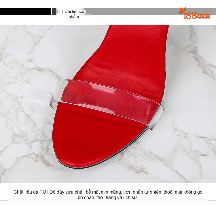Giày Sandal Cao Gót Nữ Quai Trong Suốt Gót Cao 11cm Màu Đỏ, Trắng, Vàng, Đen... chi tiết 3