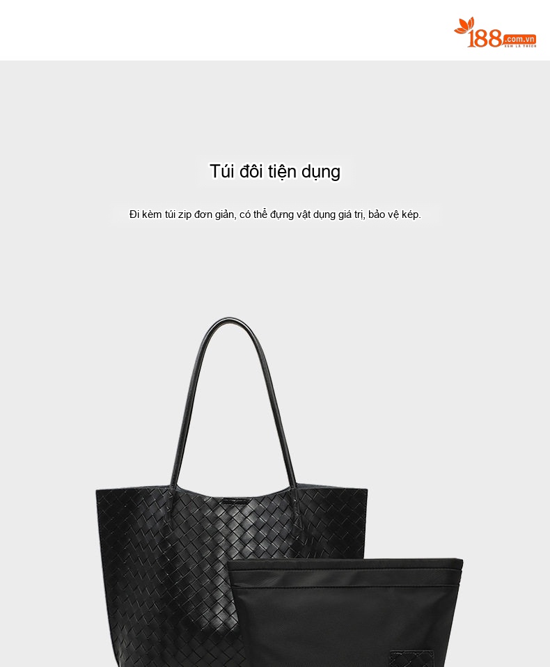 Túi Tote Nữ Thiết Kế Độc Đáo Da Bò Cao Cấp Phong Cách Thời Trang Công Sở Màu Đen chi tiết 6