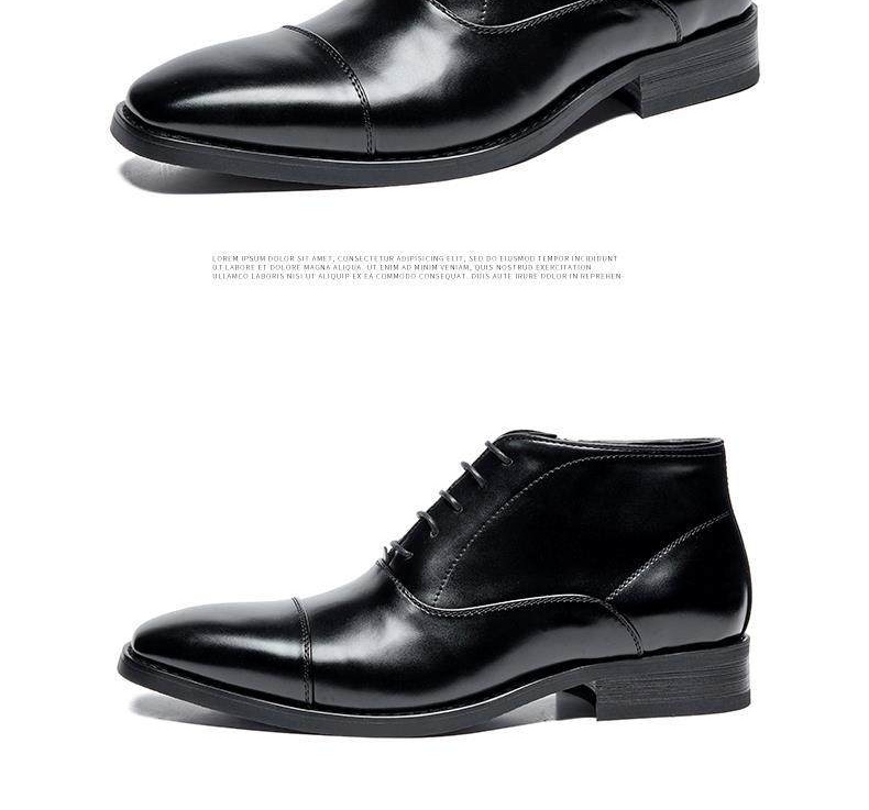 Giày Boot Martin Nam Cổ Thấp Da Bóng Chiều Cao Đế Khoảng 3cm Màu Đen chi tiết 16