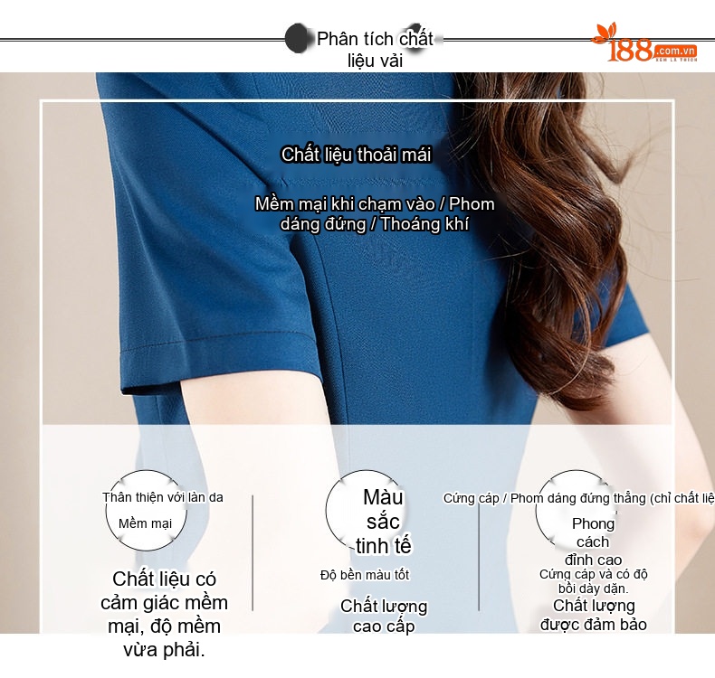 Bộ Vest Công Sở Nữ Tay Ngắn Mỏng Nhẹ Màu Xám, Xanh Than chi tiết 9