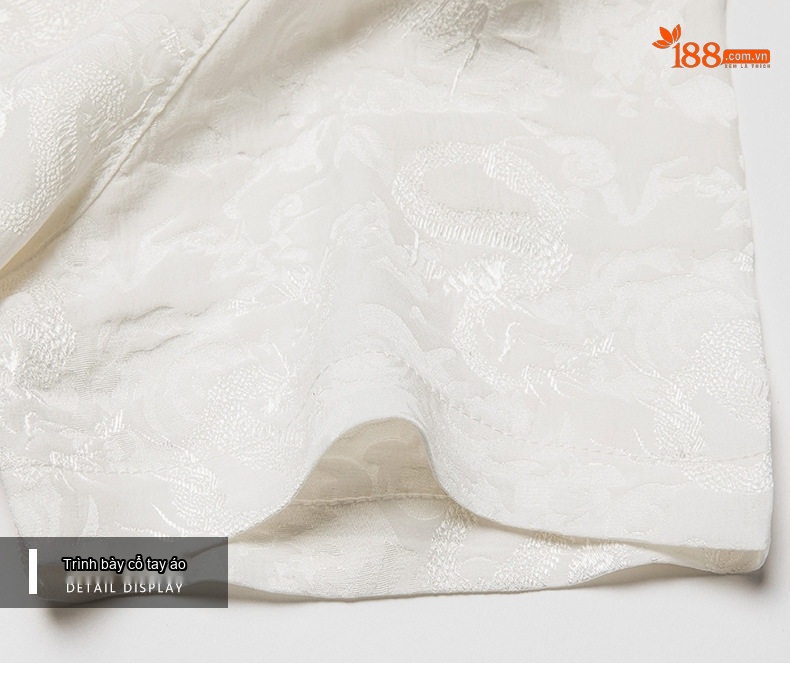 Áo Thun Polo Nam Ngắn Tay Lụa Tơ Tằm Jacquard Trung Niên Phong Cách Casual Màu Trắng chi tiết 11