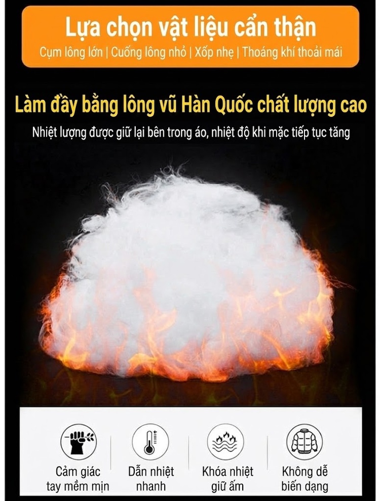 Áo Gile Bông Nam/Nữ Dáng Ngắn Cổ Cao Giữ Ấm Màu Kem, Xanh Rêu, Vàng, Đỏ... chi tiết 7