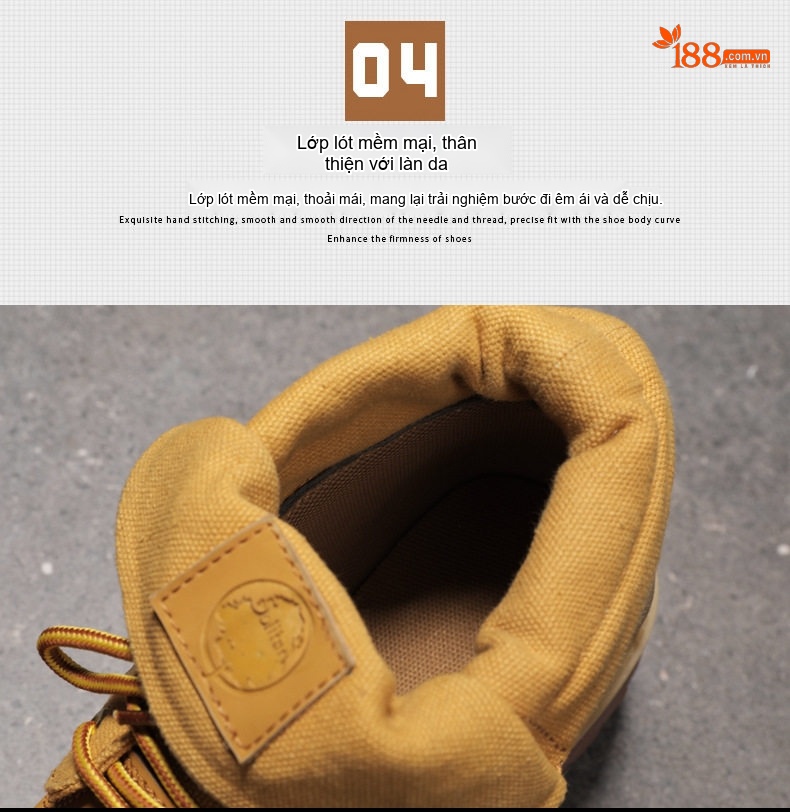 Giày boot nam da bóng buộc dây đế cao 3 cm chi tiết 10
