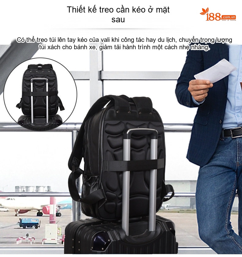 Balo Da Bò Đa Năng Du Lịch Ngoài Trời Đựng Laptop 17 Inch Màu Đen, Nâu chi tiết 15